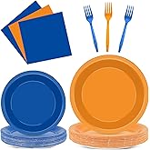 96Pcs Orange and Blue Paper Plates and Napkins Blue and Orange Party Paper Plates Tableware Decoration Dragon Ball Z Party Tableware Set for Boys Girl Kids Baby Shower Birthday Parties Supplies