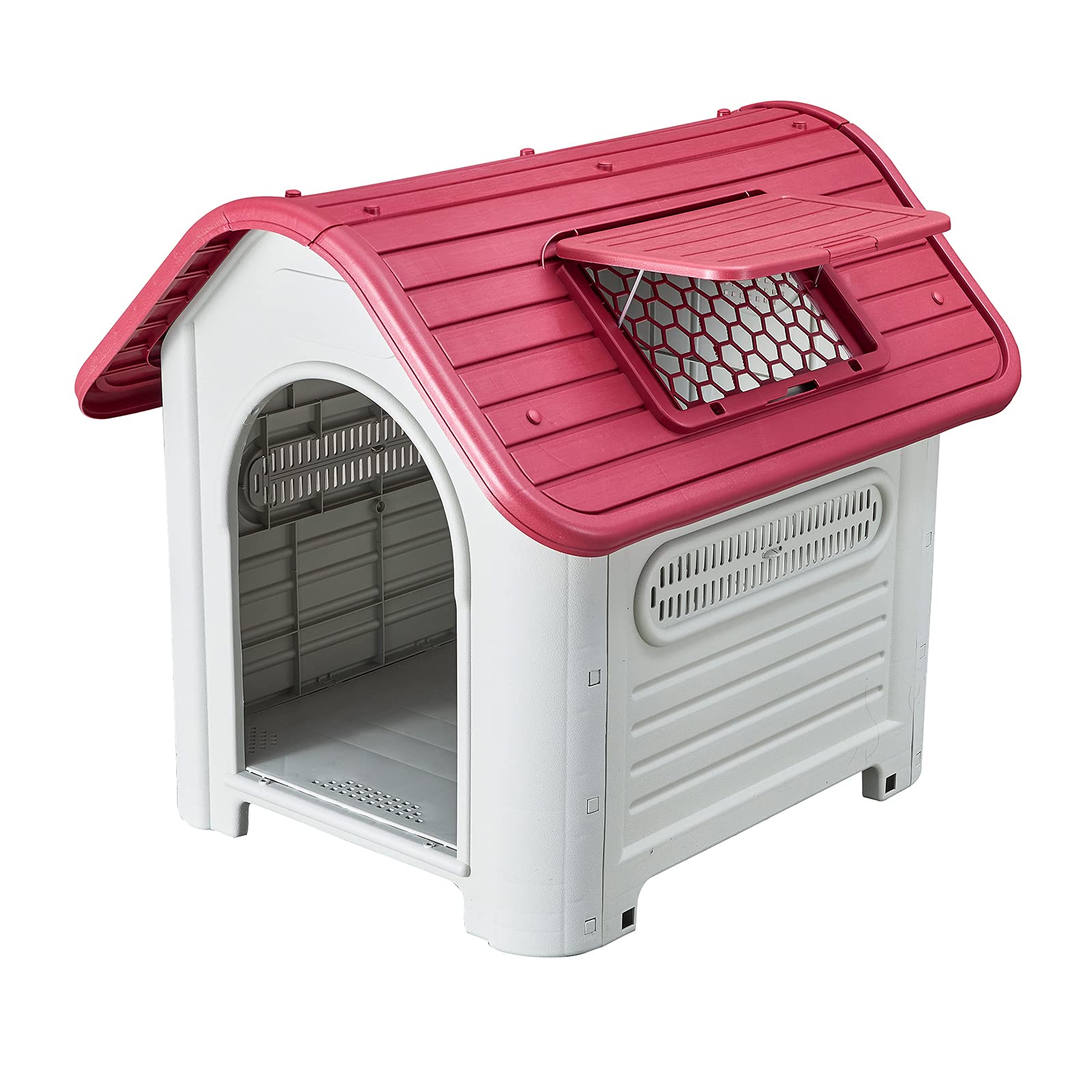 Gardiun Dakota Mid-Size Dog Kennel 87x72x75 cm Made of Resin Beige/Red Color