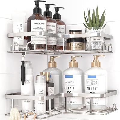 Kitsure Corner Shower Caddy 2 Pack Rustproof Stainless Steel Large Capacity