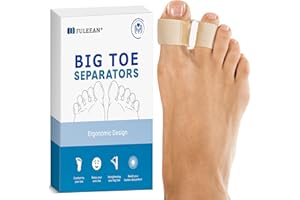 FULEEAN Big Toe Spacer/Corrector,Overlapping Toes, Bunion Pain Relief, Toe Alignment, Soft Silicone/Gel, 2 Loop,Day Night Wear,3 Sizes,Comfortable, Washable. (Beige, MIDDLE: WOMEN 9.5-11 /MEN 6.5-9)