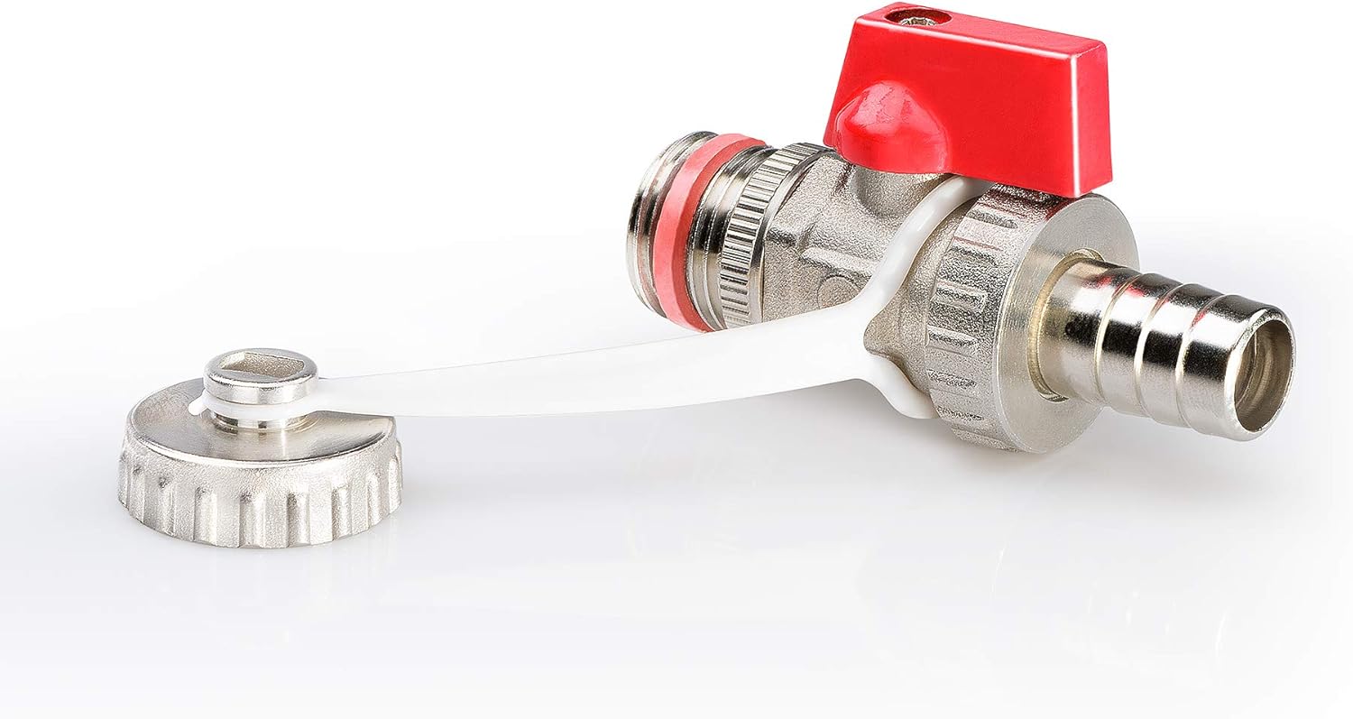 Wärmer System Drain Valve Cock, 1/2 Inch BSP Connection with Garden Hose Plug, Chrome Plated Brass