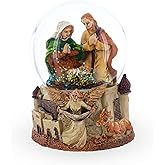 Nativity Scene and Divine Guardian Angel Musical Water Snow Globe