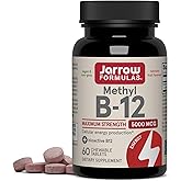 Jarrow Formulas Methyl Vitamin B12 5000 mcg - 60 Chewable Tablets, Naturally Fruit Flavored- Bioactive B12 Vitamin - Supports Cellular Energy Production, Brain Health & Metabolism - 60 Servings
