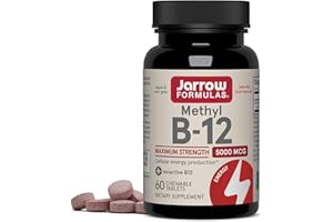 Jarrow Formulas Methyl Vitamin B12 5000 mcg - 60 Chewable Tablets, Naturally Fruit Flavored- Bioactive B12 Vitamin - Supports Cellular Energy Production, Brain Health & Metabolism - 60 Servings