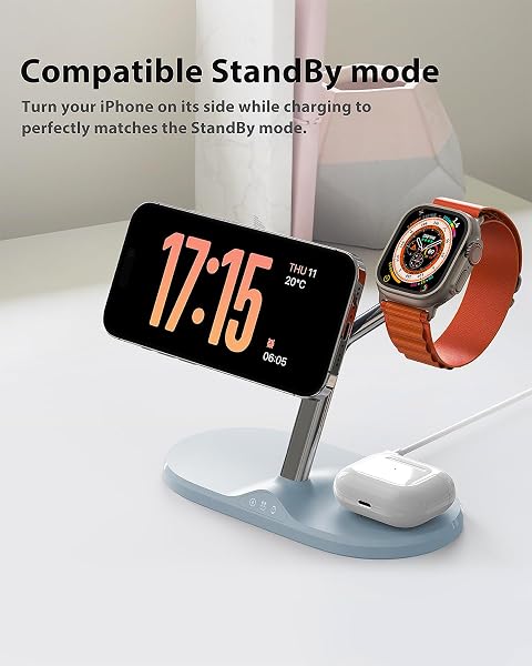 3-IN-1 WIRELESS CHARGING STATION FOR APPLE DEVICES – FAST CHARGING STATION FOR IPHONE AND WATCH, STABLE CHARGER STAND FOR IPHONE 12-15 & IPHONE 16 & IWATCH & AIRPODS
