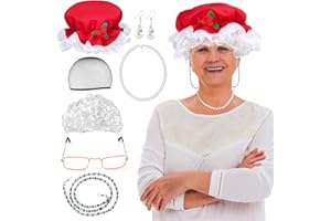 Kyson Mrs. Claus Old Lady Costume Cosplay Granny Wig Grandma Mob Cap for Halloween Xmas Dress Up Party
