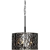 Varaluz Estela 3-Lt Convertible Pendant/Semi-Flush - Matte Black/French Gold