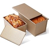 Cartman 2-Pack Loaf Pans With Lids - 1lb Capacity, Non-Stick Carbon Steel, Includes Spatula & Brush