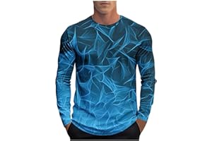 Xiaojmake Long Sleeve Graphic Tee Shirts for Men 3D Flame Print Pullover Top Big and Tall Crewneck Fashion Blouses Sports Tee