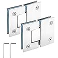 2 Pcs Frameless Shower Door Hinges, 180 Degree Glass Frameless Door Hinges, Heavy Duty 304 Stainless Steel Glass to Glass Hinge Polished Bathroom Gate Clamp, Mirror polishing for 8-12 mm