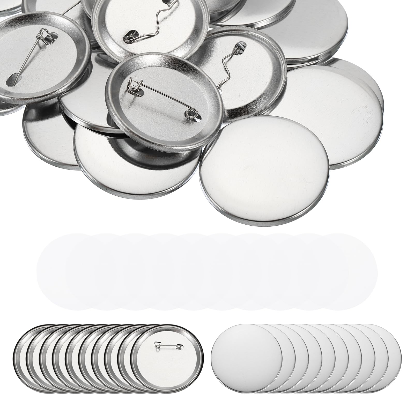 PATIKIL 2.3 Inch 58mm Button Making Supplies, 200 Pcs Round Badge Blank Button, Button Parts for Button Maker