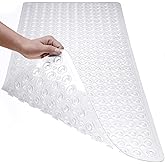 TEESHLY Bath Mat for Tub & Shower, Non Slip Soft Bathmat with Suction Cups & Drain Holes, Machine Washable Bathtub Floor Liner Mats for Bathroom, 35x16 Inch, Clear
