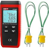 Thermocouple Thermometer, UNI-T K/J Type Thermocouple Dual Channel Mini Contact Probe, Wide Range -58&deg;F to 2372&deg;F, Digital Temp Gauge for Factories, Labs, HVAC &amp; Home Use UT320D