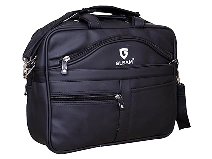 GLEAM Synthetic Leather 15.6 Black Laptop Briefcase
