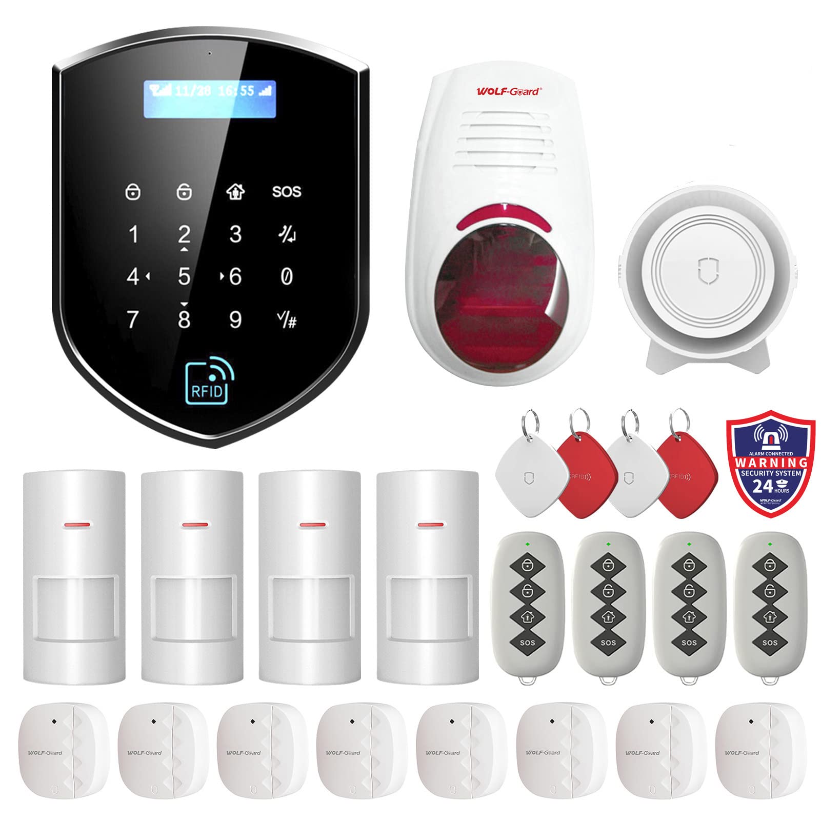 Wolf Guard WT4R-W03 Wireless Burglar Security,Google & Alexa Compatible