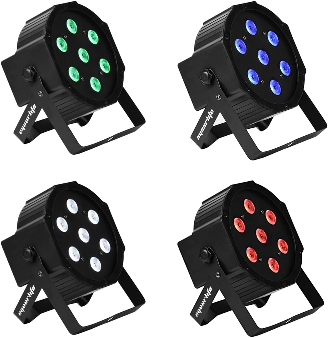 Eyourlife 4pcs 7 LED RGBW Super Bright Color 4in1 Stage lighting LED