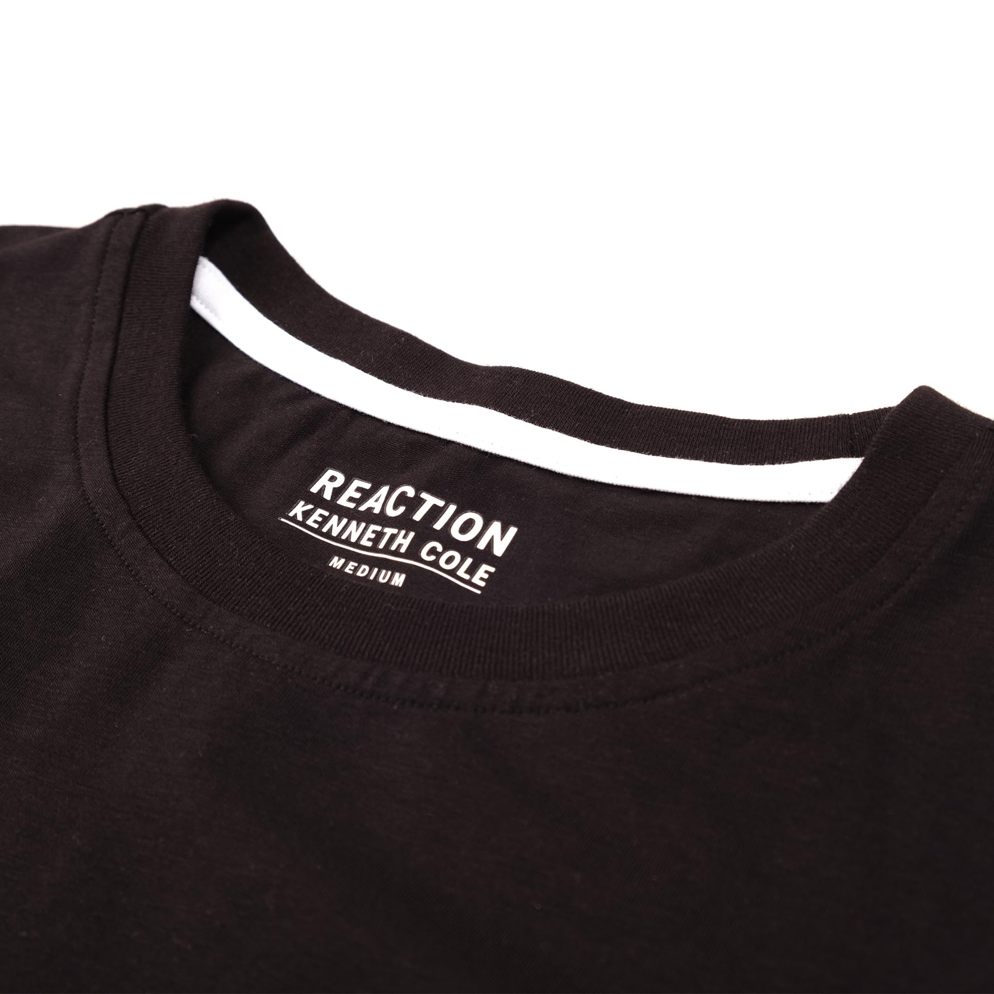 Kenneth Cole REACTION Mens T-Shirt Pack of 3 - UPF 50+ Cotton/Spandex Jersey Slim Fit Black T Shirts for Men (Black, Medium)