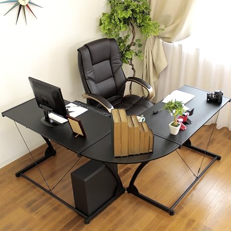 Amazon Co Jp 広いデスクで作業効率アップ ゼフィール ブラック色 分離も出来るコーナータイプ ぐらつき横揺れ防止 ホーム キッチン