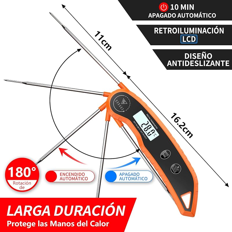 Termómetro Cocina mit pantalla retroiluminada (Naranja) — foto 4 de 8