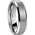 Crownal 4mm 6mm 8mm Black/Silver/Gunmetal/Gold Tungsten Wedding Couple Bands Rings Men Women Matte Brushed Finish Center Engraved "I Love You" Size 4 To 17