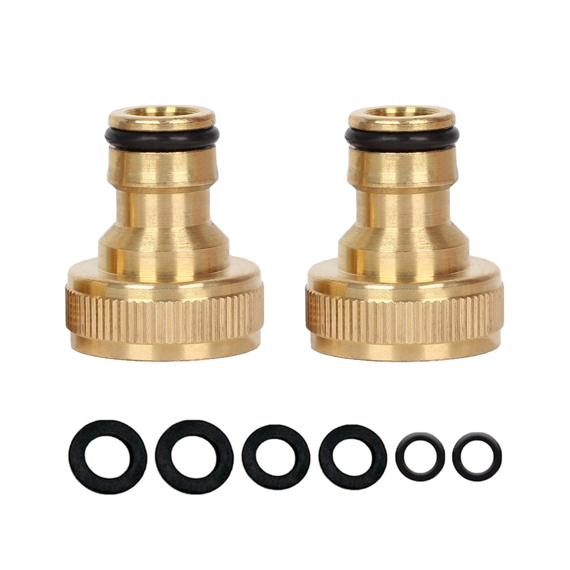 2 Pack Brass Garden Hose Tap Connector,3/4 inch Brass Female Threaded Tap Connector for Hose Pipe,Copper 3/4" BSP Hose Connector Male Watering Fittings for Threaded Faucet Adapter Quick Connector โ image 1