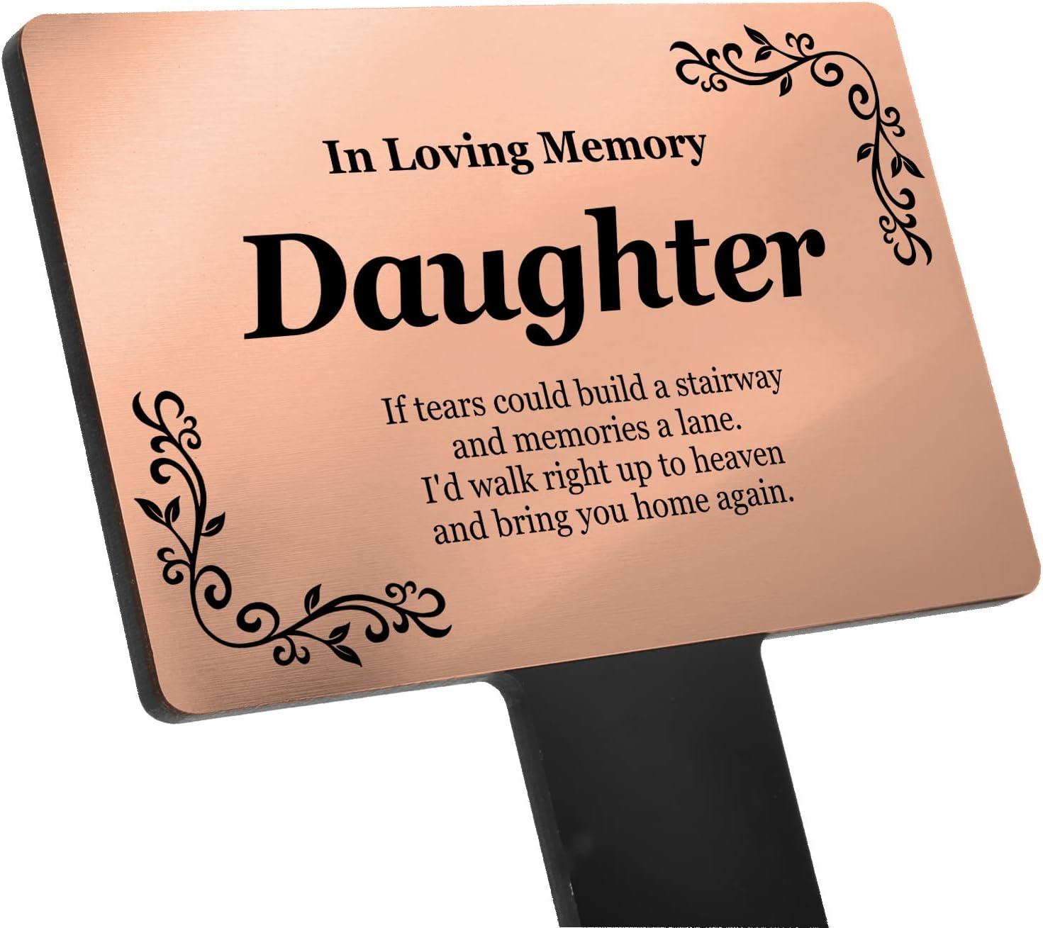 Plaques & Wall Art - OriginDesigned Daughter Memorial Remembrance Plaque Stake - (Silver/Gold/Copper/Black & White) Waterproof, Outdoor, Grave Marker, Tribute, Plant Marker (Copper)