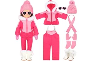 Kajaia 8 Pcs Doll Clothes 18 Inch Doll Clothes and Accessories Dress Flip Flops Hat Outfit Swimsuit Accessories for 18 Inch(Ski)