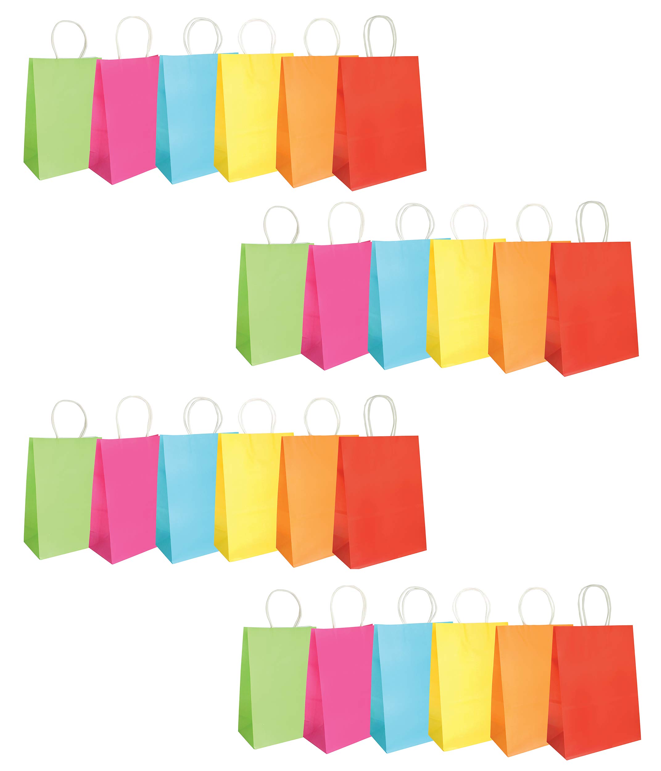 Emartbuy Set of 24 Gift Bag Strong Paper With Carry Handle Mixed Colours 18.5 cm x 25.5 cm x 9.5 cm - Plain