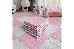Milk Velvet Patchwork Rugs, 12x12in Soft Floor Milk Mat for Home, Soft Fluffy Square Interlocking Carpet Tiles, Plush Puzzle 