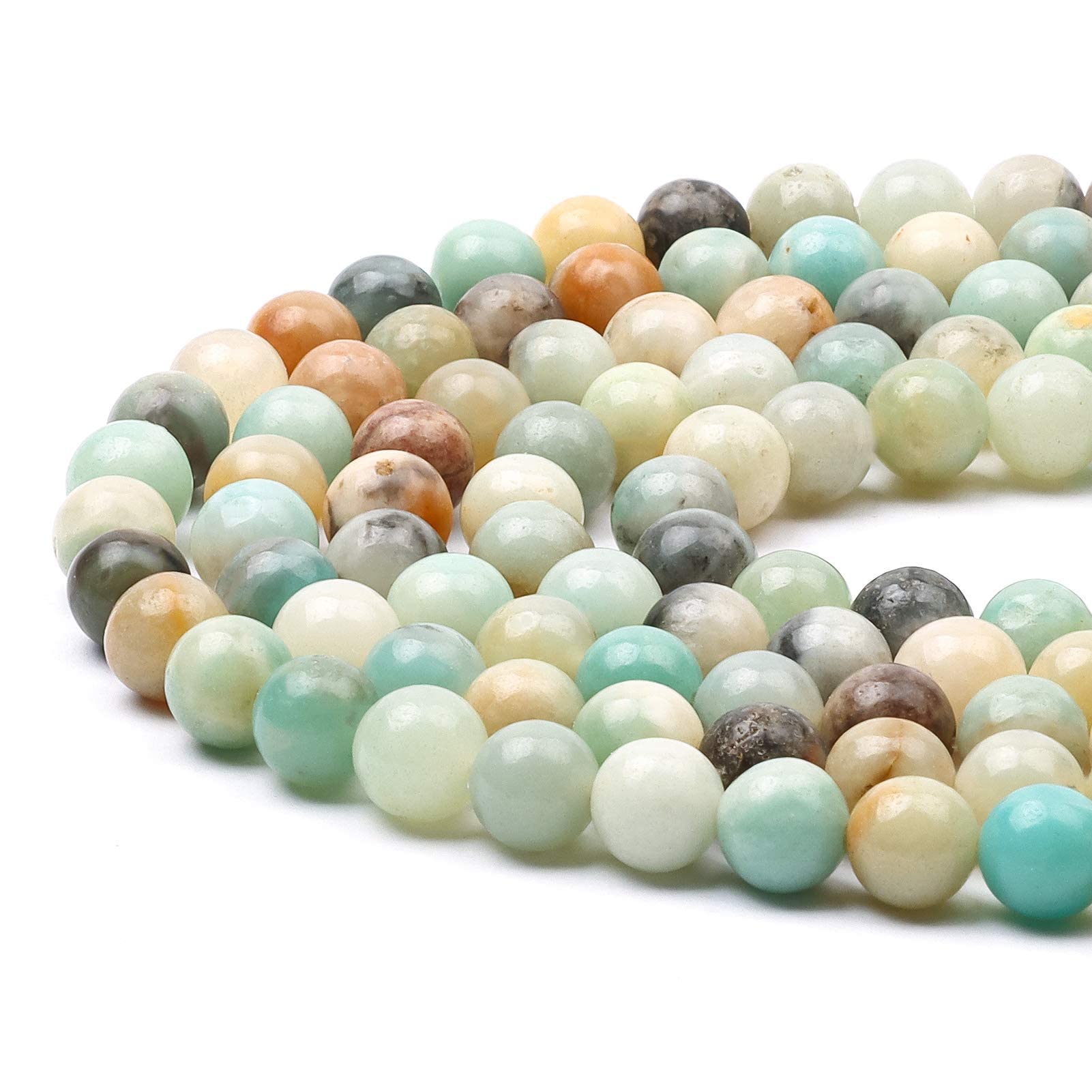8mm Round Multicolor Amazonite Gemstone Beads, 47-50pcs Loose Smooth Healing Power Stone Beads for Bracelet Necklace Jewellery Making and DIY Crafts, 1 Strand 15.5" — image 1