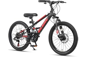 Glerc 20 24 Inch Kids Bike, Kids Mountain Bike for Boys and Girls Ages 6-14, 21-Speed Skyline Bicycle with Front Suspension and Disc Brakes, Multiple Colors