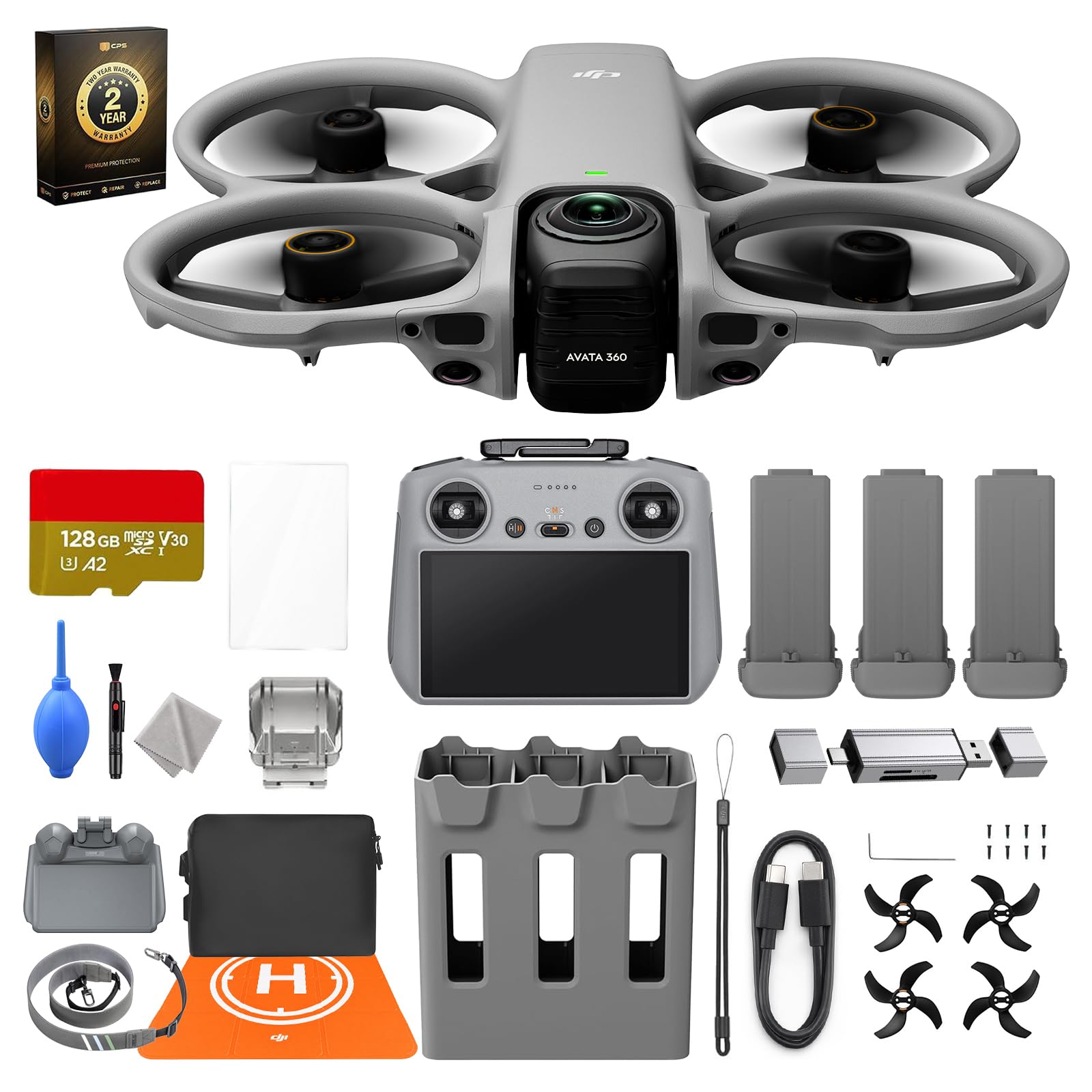 DJI Avata 360 Fly More Combo (RC 2), 360° Drone With 1-Inch 8K 360° Imaging for FPV & Aerial Filming, 360° Camera Drone With Propeller Guard. Includes RC 2 for Precise Control and Three Batteries