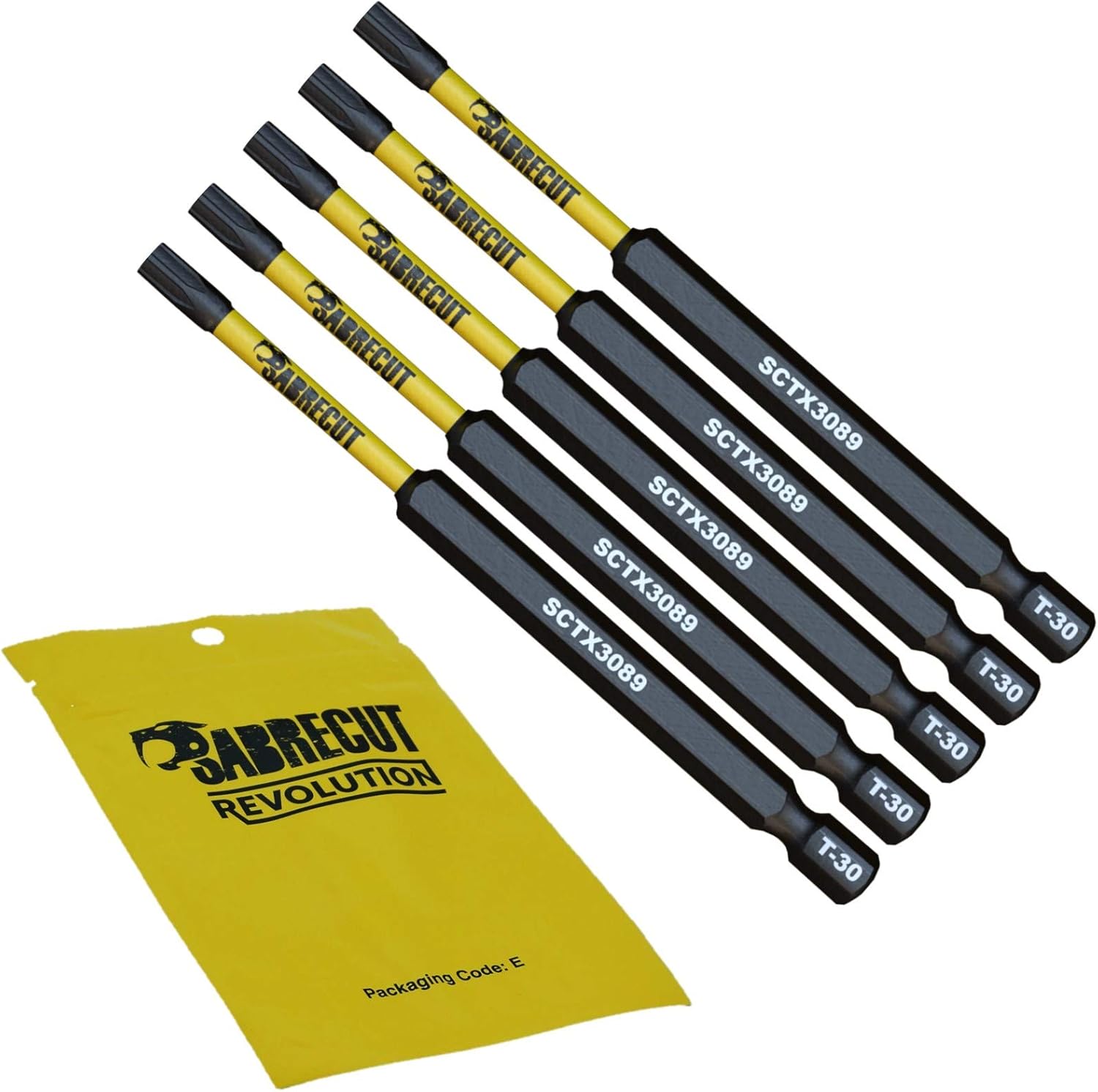 5 x SabreCut SCTX3089_5 89mm T30 TX30 Magnetic Impact Screwdriver Driver Bits Set Torx Heavy Duty