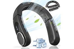 aimdty ChillGo Bladeless Neck Fan - 5200mAh Personal Portable Fan - Neck Air Conditioner - Cooling Wearable Fan Rechargeable - MAX 12Hrs, 4 Motors, Foldable - Great Gifts for Men Women - Black