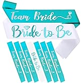 NAUXIUDSJS Bride to Be Sash, Bachelorette Party Supplies Engagement Party Favors, Bridal Shower Sashes Bachelor Decorations Just Married Gift Engaged Decor Accessories,Teal Blue