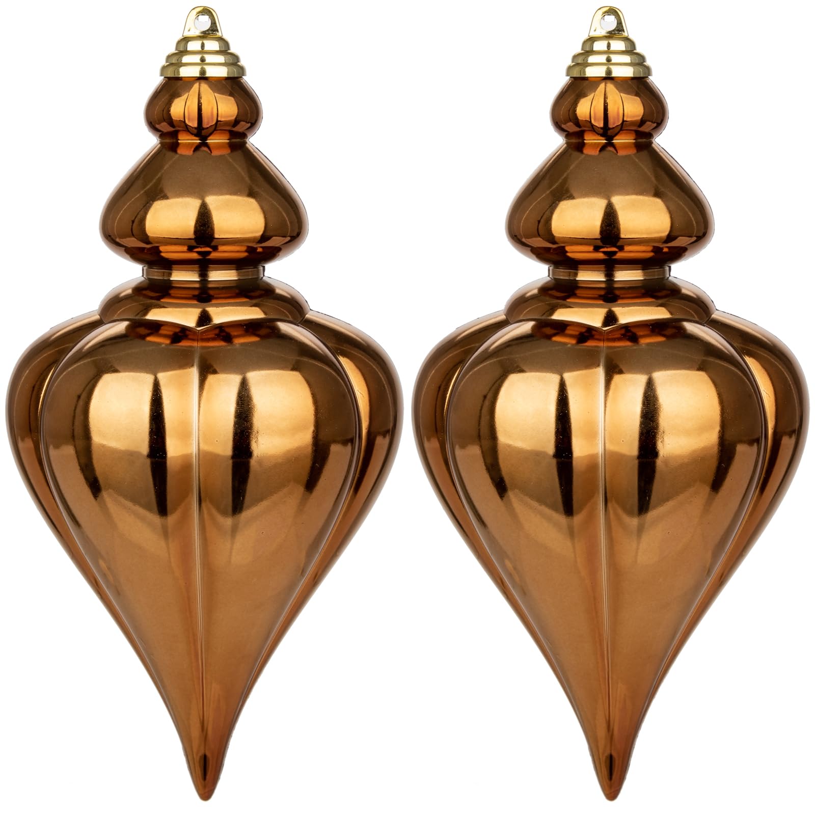 Photo 1 of 2 Pcs 9" Large Christmas Ball Ornaments - Shatterproof Finial Drop Decorations for Tree - Bronze Big Hanging Balls- Bronze Xmas Balls Decoration