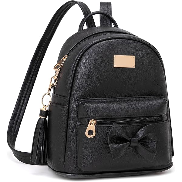 McKleinUSA Leather Bow Backpack Black Small Girls Women’s Adjustable Straps New Mcklein ACADIA | Leather Mini Bow Backpack Black 99715 for  main image 2