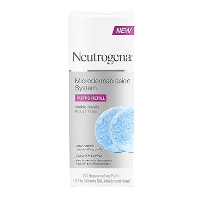 Neutrogena Microdermabrasion System Puff Refills, Exfoliator face scrub with Glycerin, wrinkle remover, 24 ct