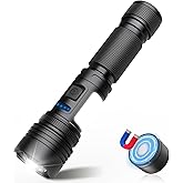 Flashlight High Lumens, Rechargeable Magnetic Super Bright Flashlights, 1000 Lumen Led Tactical Flashlight Powered with COB,