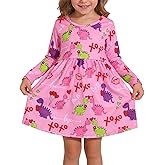 Valentines Toddler Girls Dress Love Hearts Pink Print Dresses Short Sleeve Clothes 3-8Y