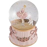 Ballerina Snow Globe for Girl's Birthday, Rotating and Mechanical Real Glass Snowglobe Gift for Adult Women, Wife, Daughter and Granddaughter, with Music Greensleeves, Gift Box Packed
