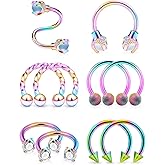 Cisyozi 16G Dragon's Claw Lip Rings Hoops 316L Surgical Steel Spiral Diamond Lip Rings Studs Horseshoe Cartilage Tragus Helix Hoop Earring Body Piercing Jewelry for Women Men