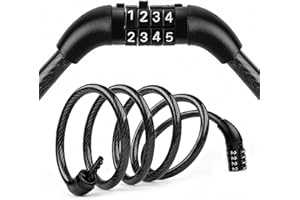 Flexzion Bicycle Lock Cable - 4 Feet, 5/16 Inch (8mm) Diameter Steel Bike Lock Cable, Compact & Easy to Use, with Pre-Set 4 D