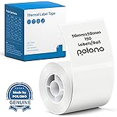 POLONO Thermal Labels for PM220S Label Maker, 1.97"x1.97" (50x50mm), Multi-Purpose Thermal Sticker Label Tape, Self-Adhesive Thermal Paper for Home, Office, 150 Labels/1Roll, Clear