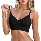 OQQ Womens Scoop Neck Bras Wireless Longline Bra with Adjustable Straps Soft Stretch Sports Bra