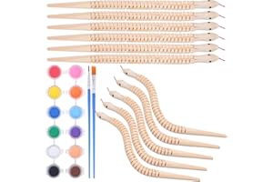 ibasenice Flexible Snake Toy Painting Kit with Brushes and Paint Strips Unfinished Wooden Reptile Figurine for Kids Arts and 