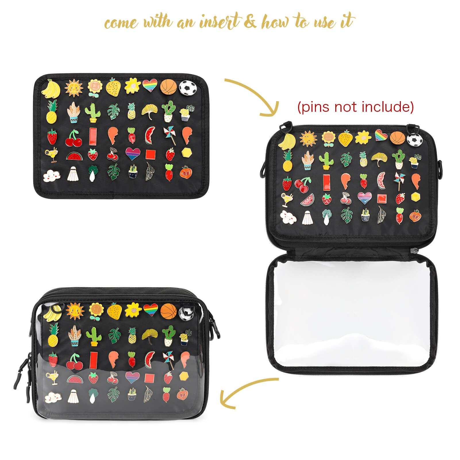 STEAMEDBUN Ita Bag Crossbody Small Ita Purse Pin Display Bag with Insert