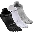 aomagic Toe Socks for Men and Women Athletic Running Coolmax Five Finger Ankle/Quarter Socks Breathable Lightweight, 3 Pairs