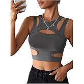 Milumia Women's Cut Out Gothic Tank Top Sexy Going Out Crop Tops Rave Outfits