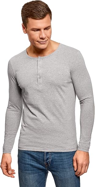 camiseta henley hombre